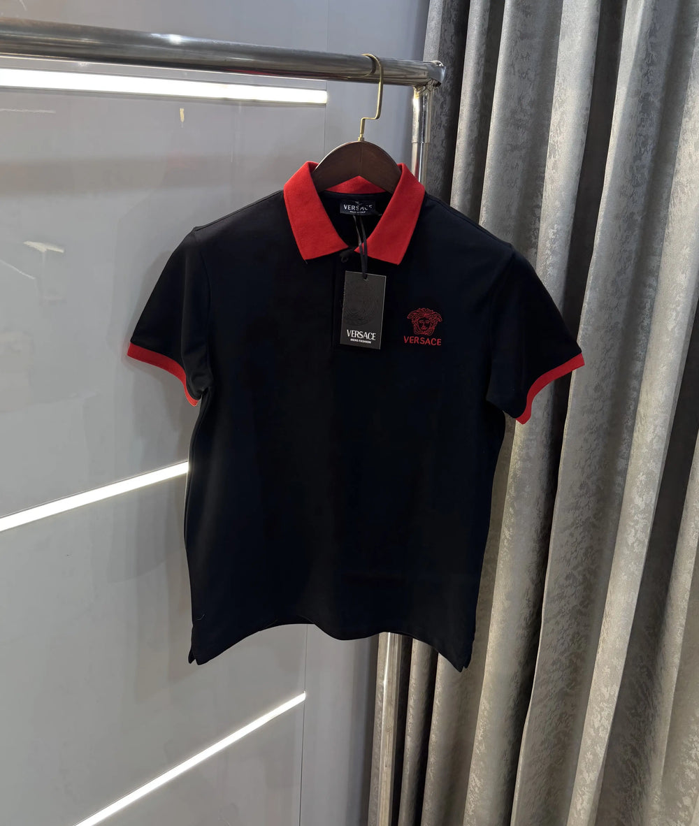 Versace Couture Black Logo Work Imported Polo T-Shirt