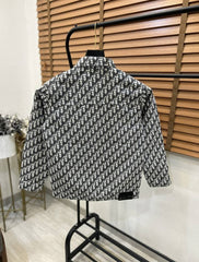 Christian Dio_r Monogram Print Premium Imported Shacket Grey Colour