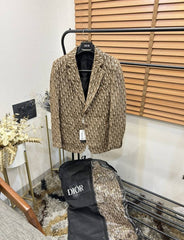 Christian Dio_r Turkey Imported Jacquard Fabric Monogram Print Premium Blazer With Brand Packaging