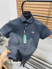 Lacost_e Imported Taiwan Kint Fabric Half Sleeves Shirt