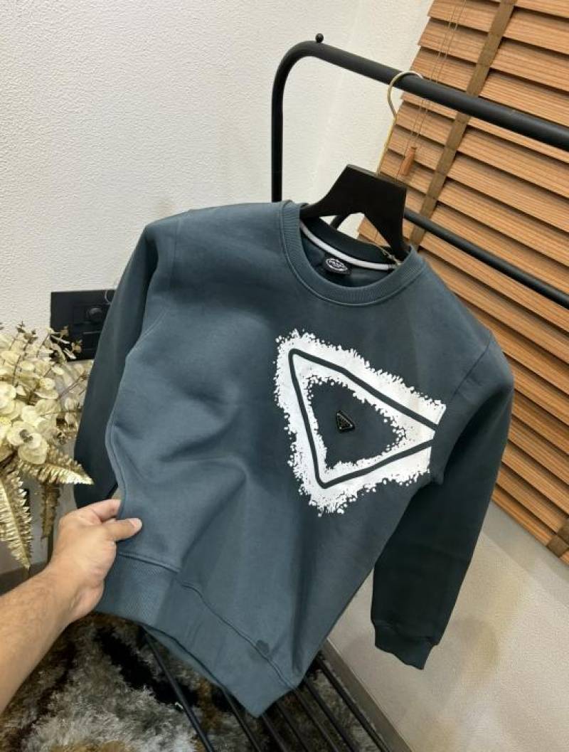 Prad_a Steel Logo Imported Premium Sweatshirt