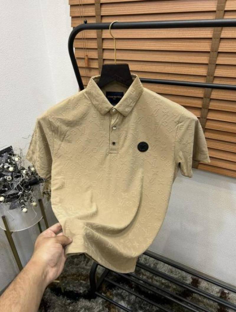 Loui_s Vuitton Monogram Embossed Self Print Imported Polo T-shirt