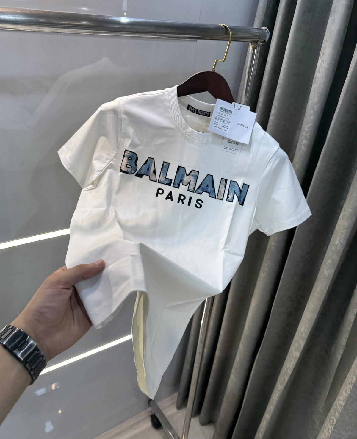Balmain Paris White A Logo Work Premium T-Shirt