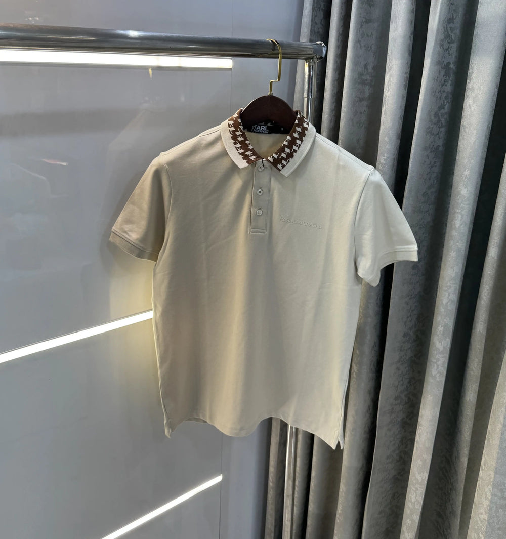 Karl Lagerfled Cream Imported Polo T-Shirt
