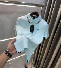 Hugo Bos s Sky Blue Logo Work Premium Polo T-shirt