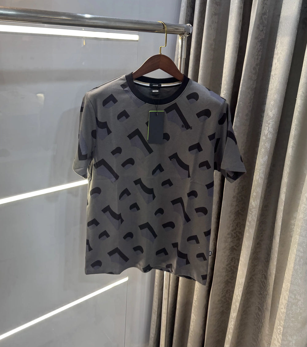 Hugo Boss Grey Logo Print Premium Oversized T-shirt