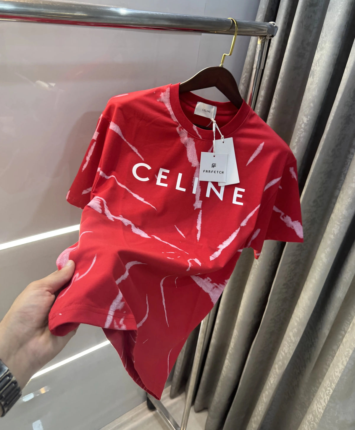 Celine Red Printed Imported Oversized T-shirt