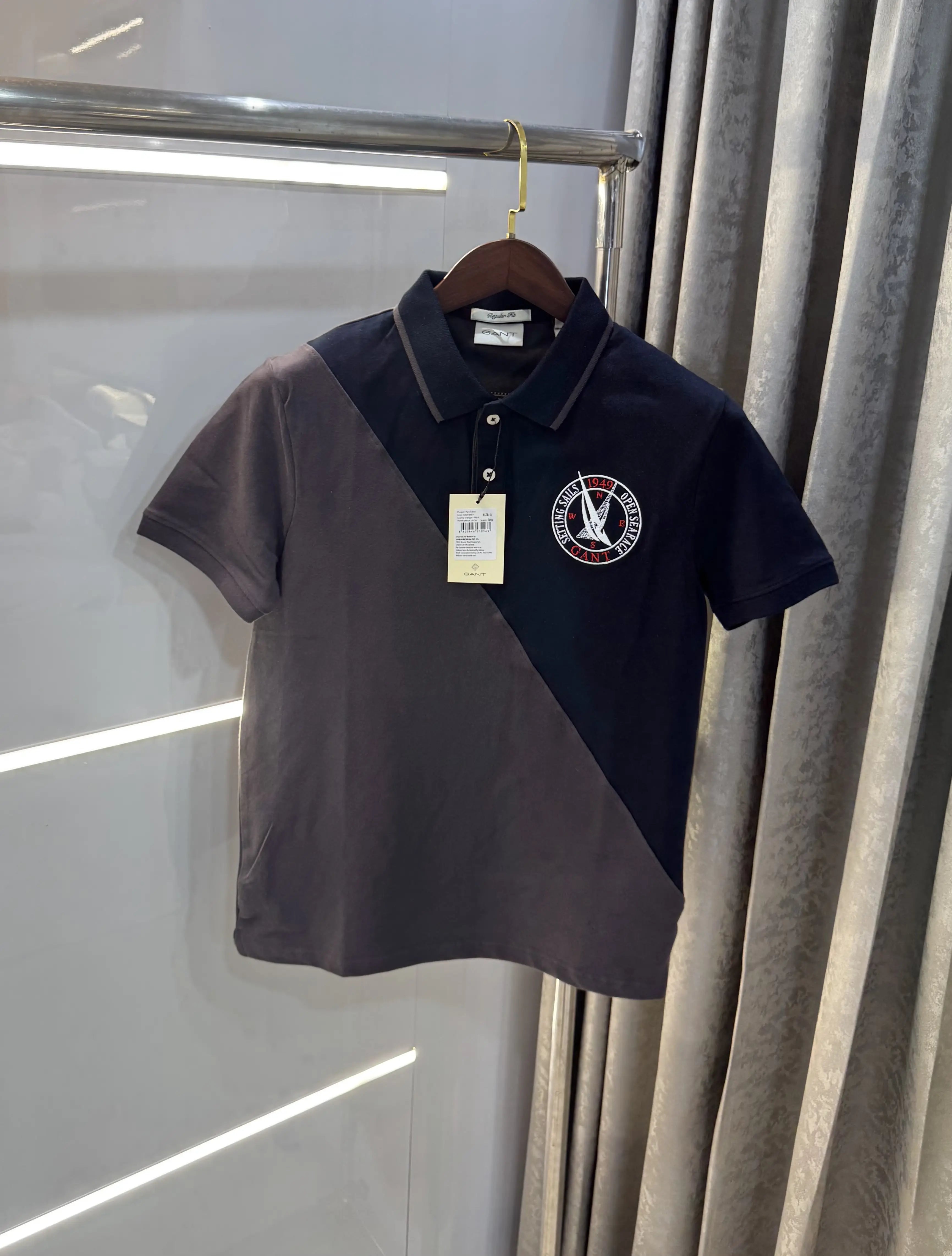 Gant Navy Grey Logo Work Premium Polo T-shirt