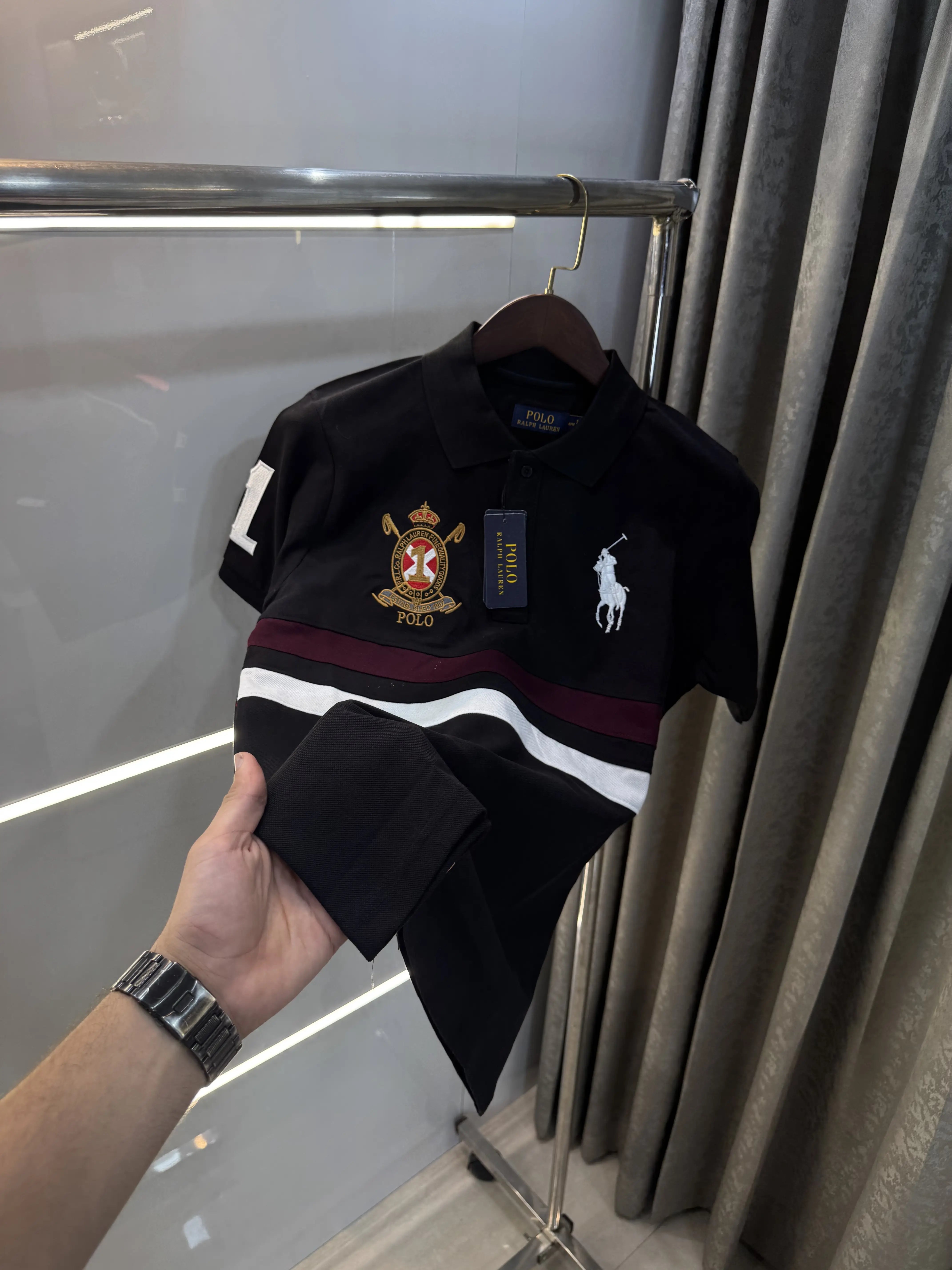 Ralph Lauren Black Logo Work Premium Polo T-shirt