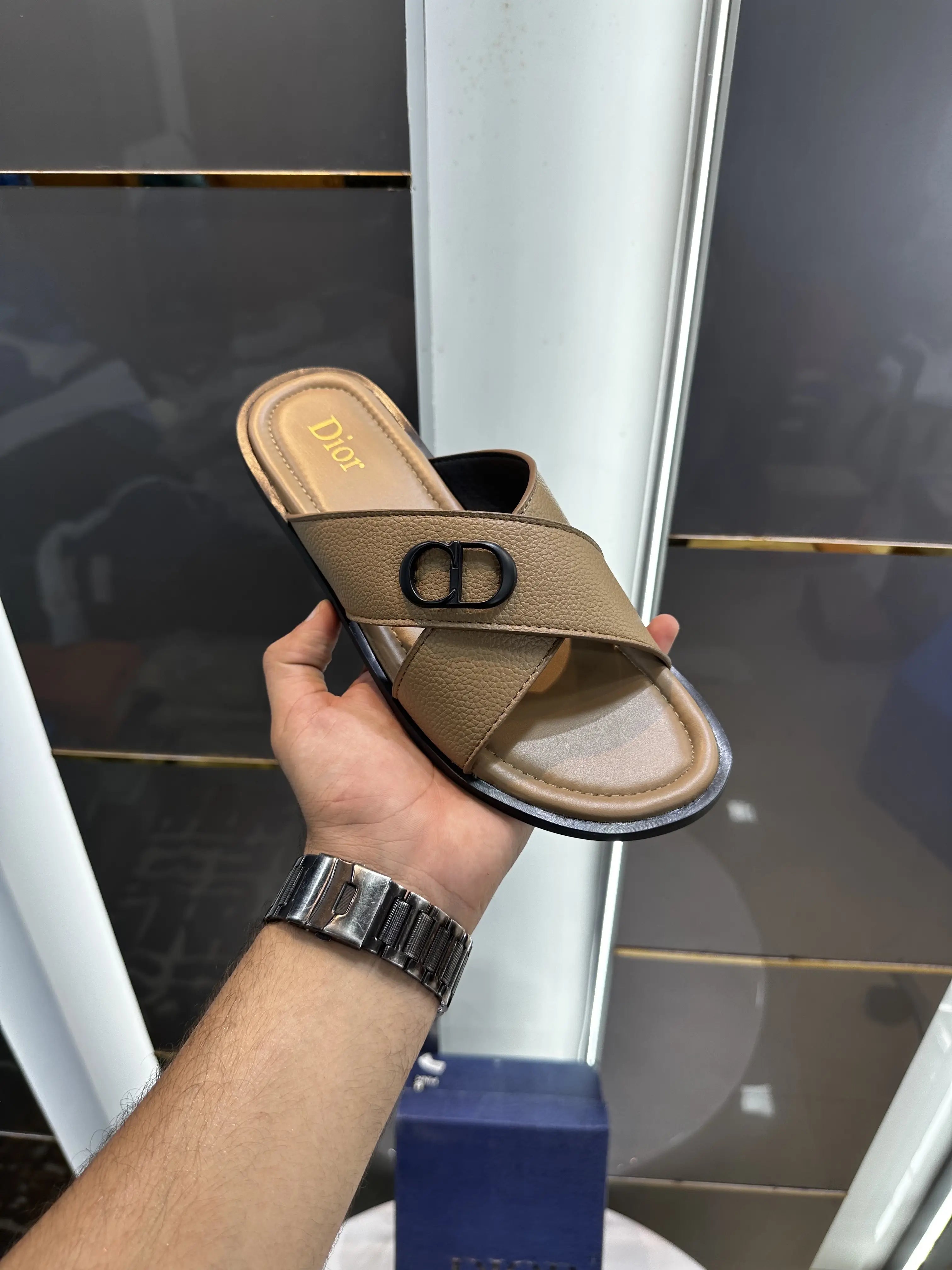 Dior_CD Cross Brown Premium Slide For Men