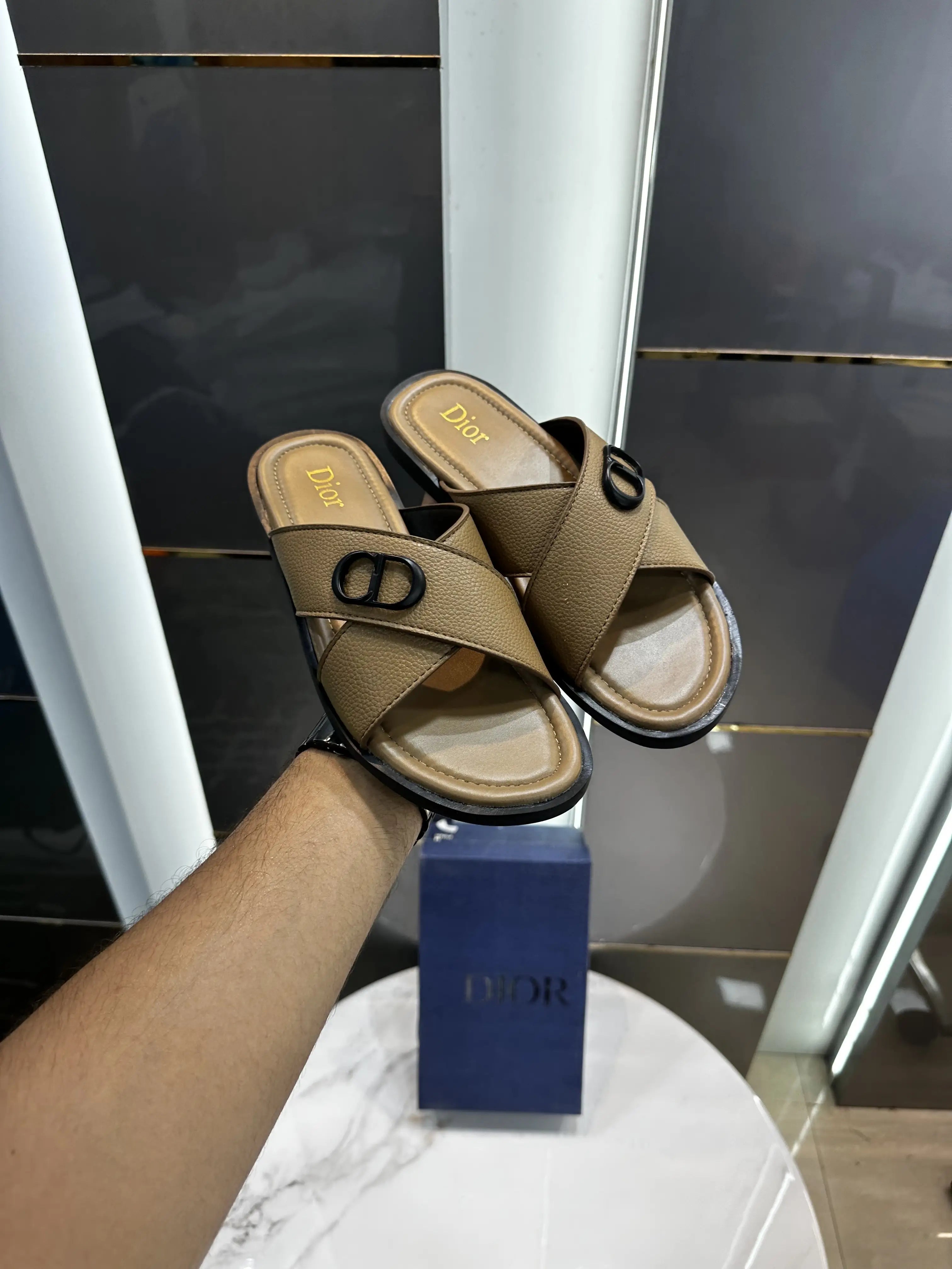 Dior_CD Cross Brown Premium Slide For Men
