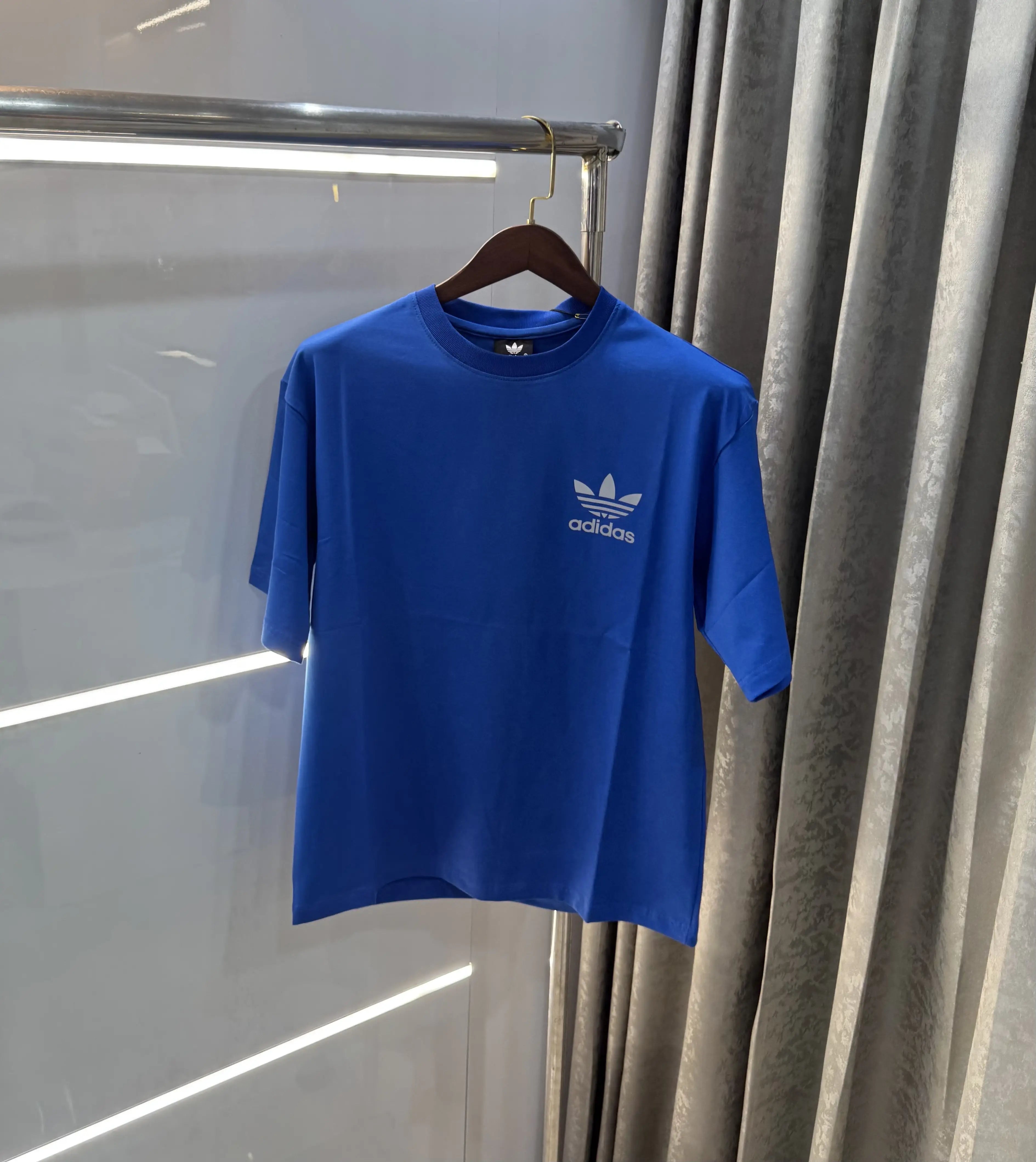 Adidas Blue Reflective Logo Print Imported Oversized T-Shirt