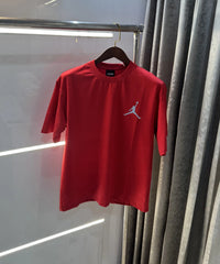 Air Jordan Red Reflective Logo Print Imported Oversized T-Shirt