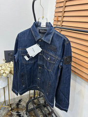 Balmai_n Turkey Imported Very Premium Highly Detailed Denim Dark Blue Black Logo Patched Jacket (DN 560)
