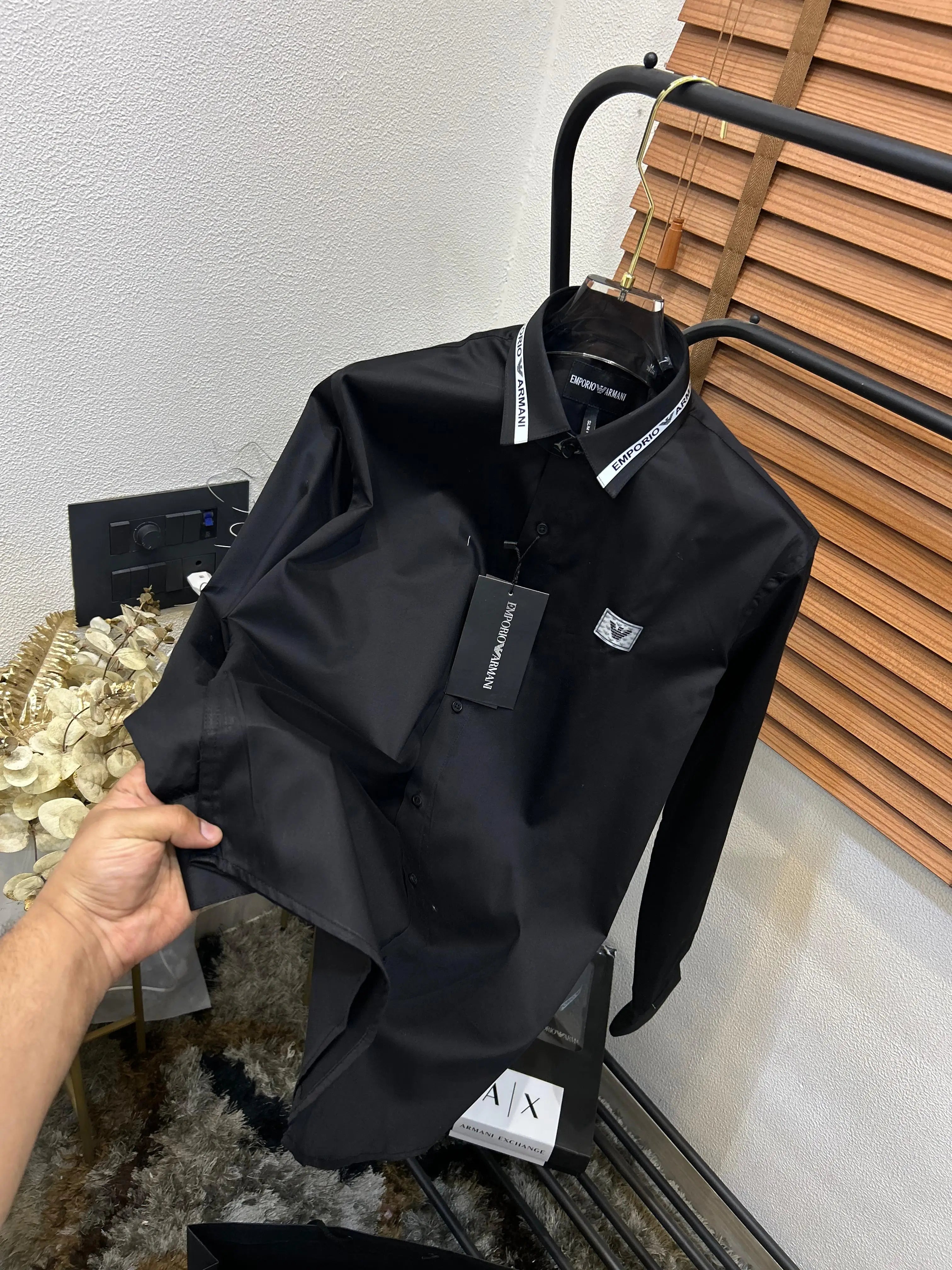 Emporio Arman_i Collor Printed Premium Partywear Shirt With Og Bo_X & Bag (DN 547)