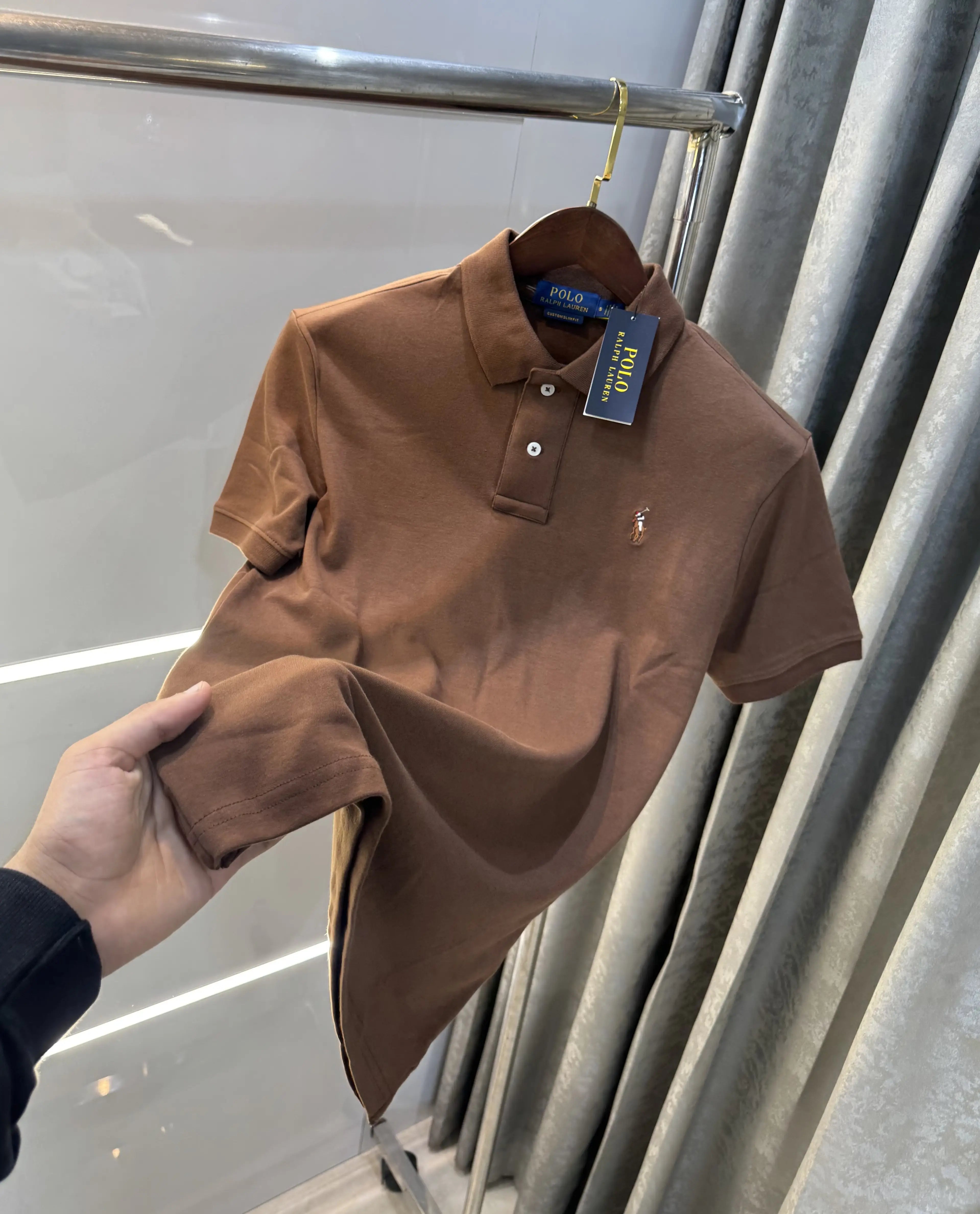 Ralph Lauren Brown Premium Classic Polo T-Shirt