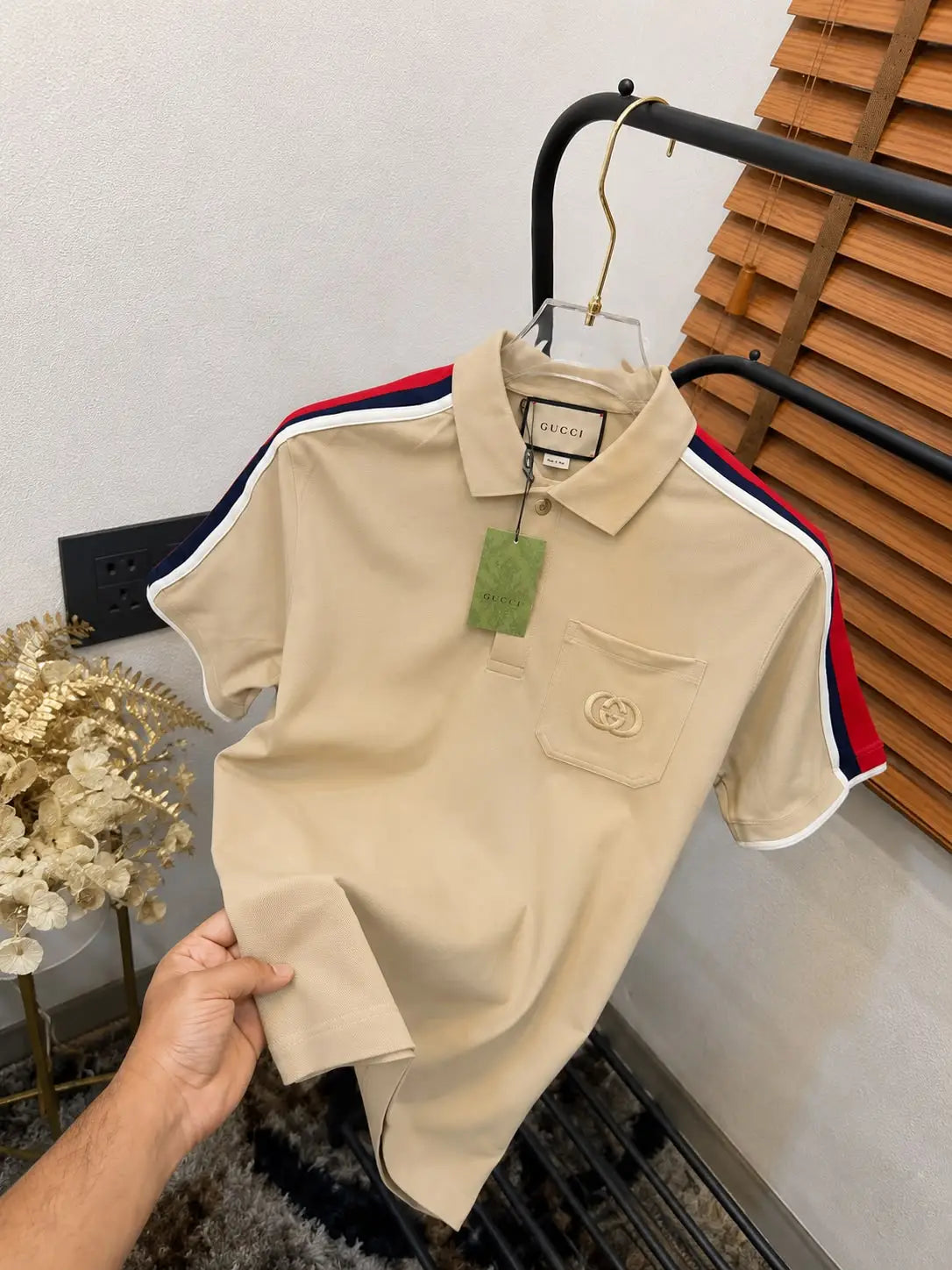 Gucc_i GG Pocket Embroidered Imported Very Premium Polo T-shirt (DN 533)