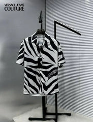 Versac_e Jeans Couture Black Zebra Patta Printed Imported Very Premium Half Shirt (DN 521)