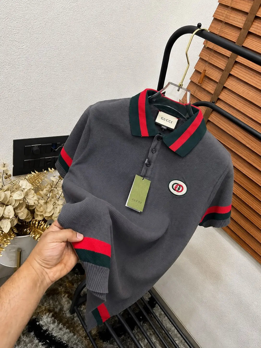 Gucc_i GG Knitted Imported Cotton Stretchable Polo T-shirt (DN 520)