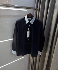 Lacost e Navy Blue Embroidery Logo Work Premium Shirt