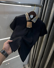 Burberr y Black Imported Polo T-Shirt