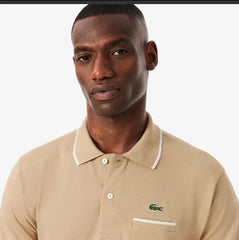 Lacost e Beige Embroidery Logo Premium Polo T-Shirt