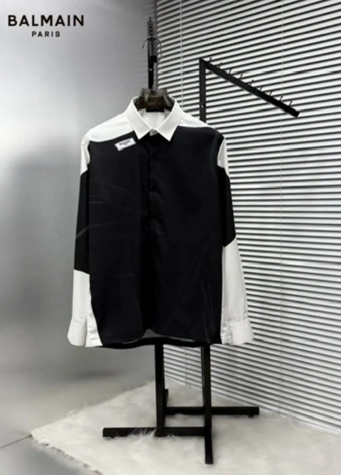 Balmai_n Very Premium Black White Designer Partywear Shirt (DN 608)