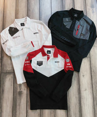 Hugo  Boss Porsche White Logo Work Premium Full Sleeve Polo T-Shirt