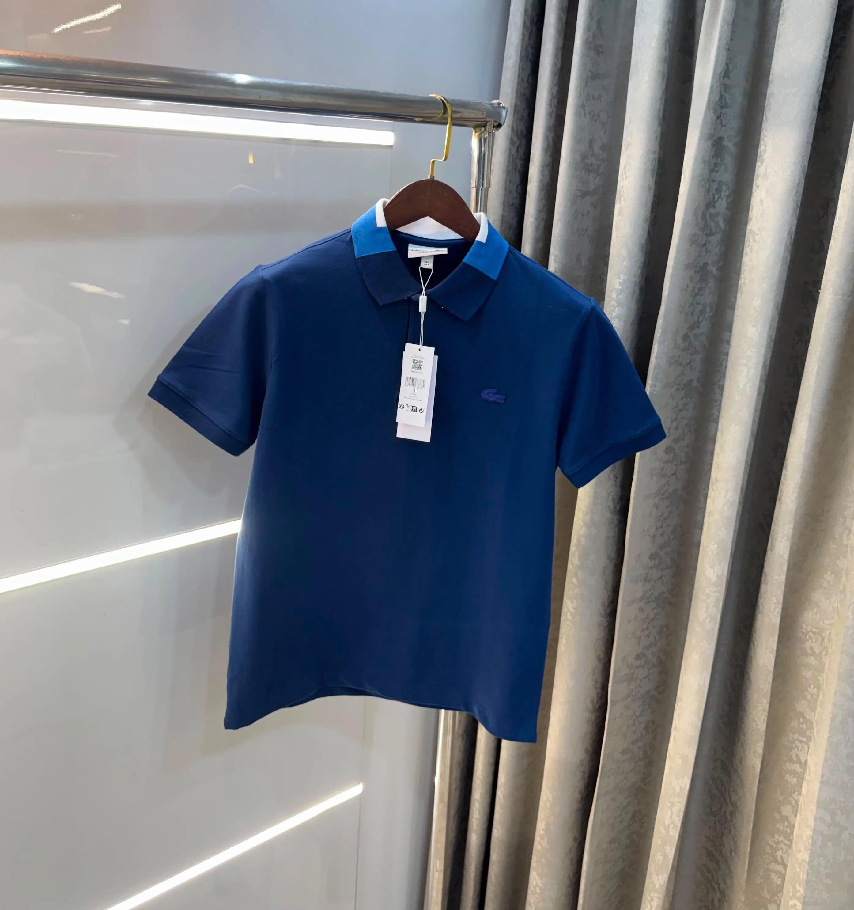 Lacost e petrol Blue Embroidery Logo Premium Polo T-Shirt