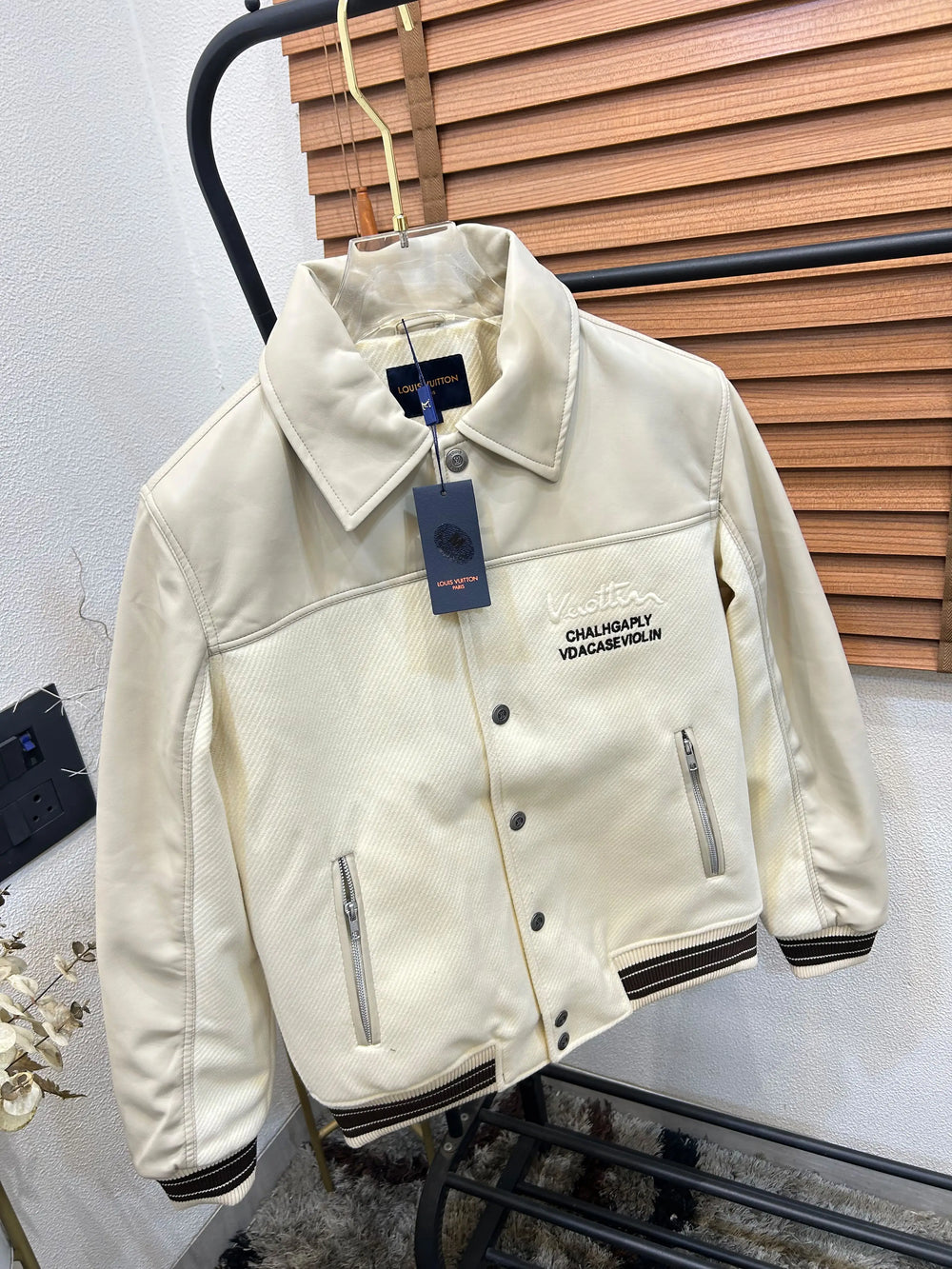 Loui_s Vuitton Imported Exclusive Woollen & Leather Varsity Jacket DN 612