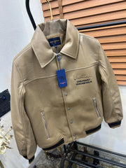 Loui_s Vuitton Imported Exclusive Woollen & Leather Varsity Jacket DN 612