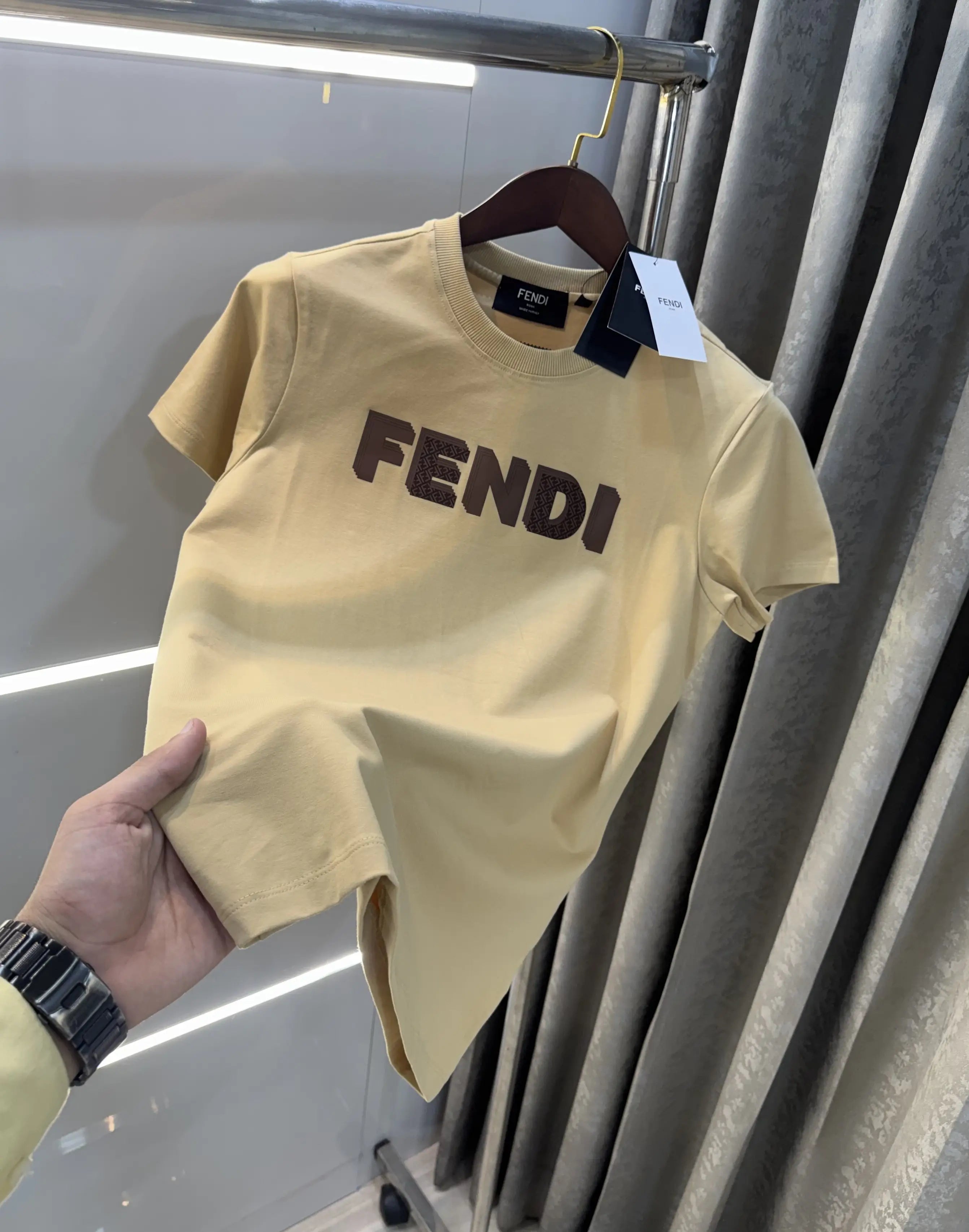 Fend i Beige Logo Work Imported T-Shirt