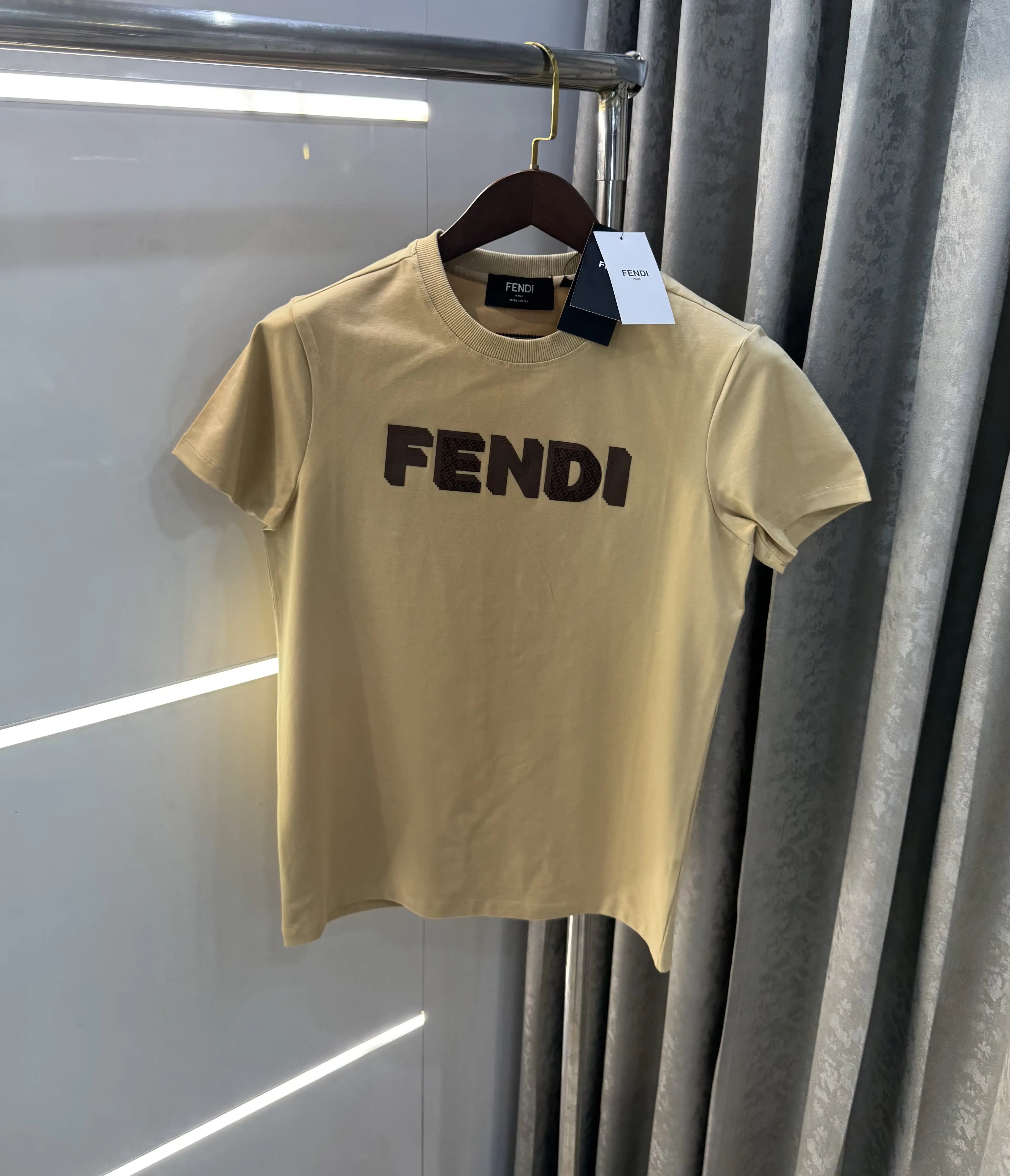 Fend i Beige Logo Work Imported T-Shirt