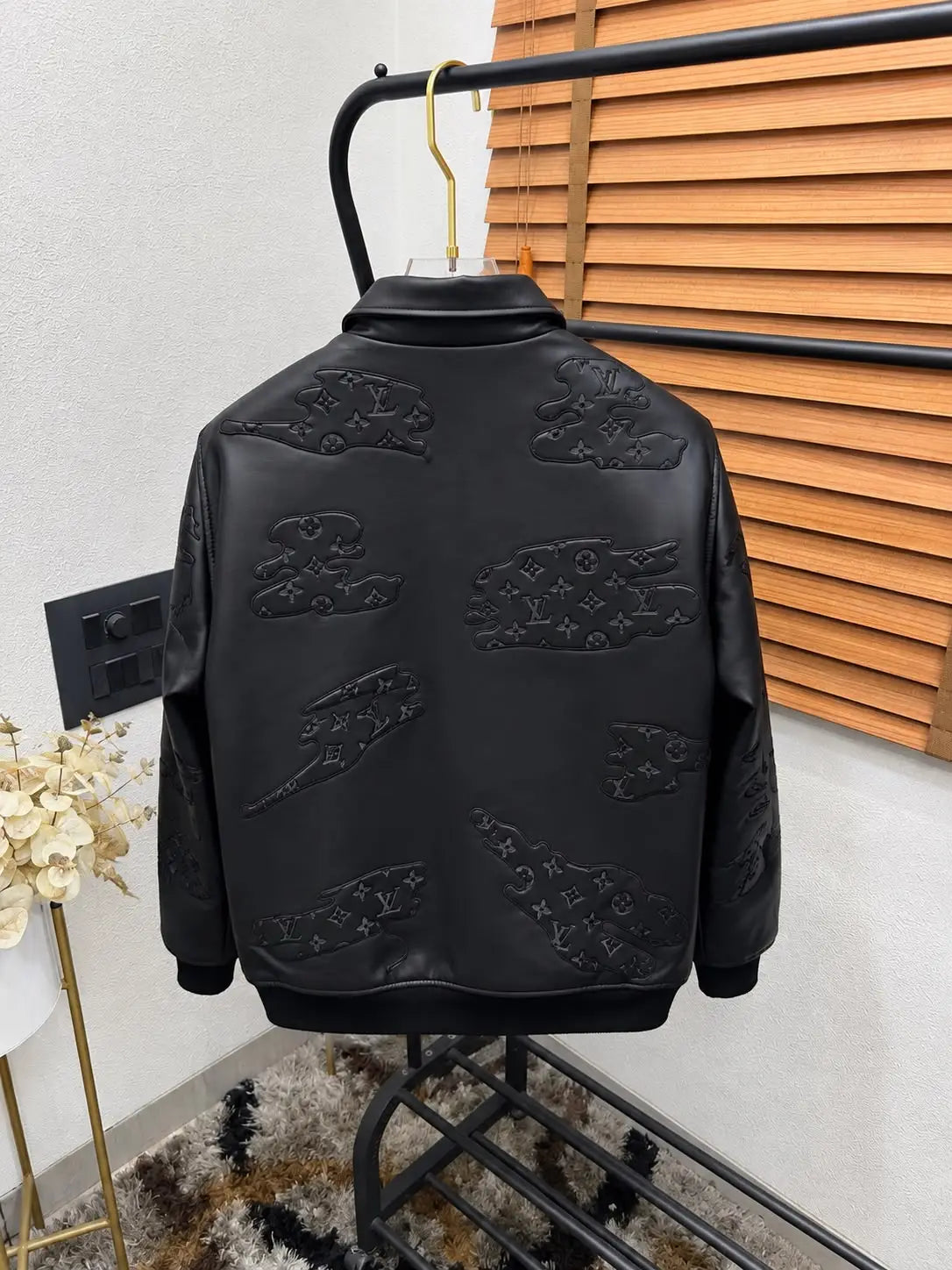 Loui_S Vuitton Monogram Puff Embroidered Exclusive Leather Designer Jacket (DN 613)