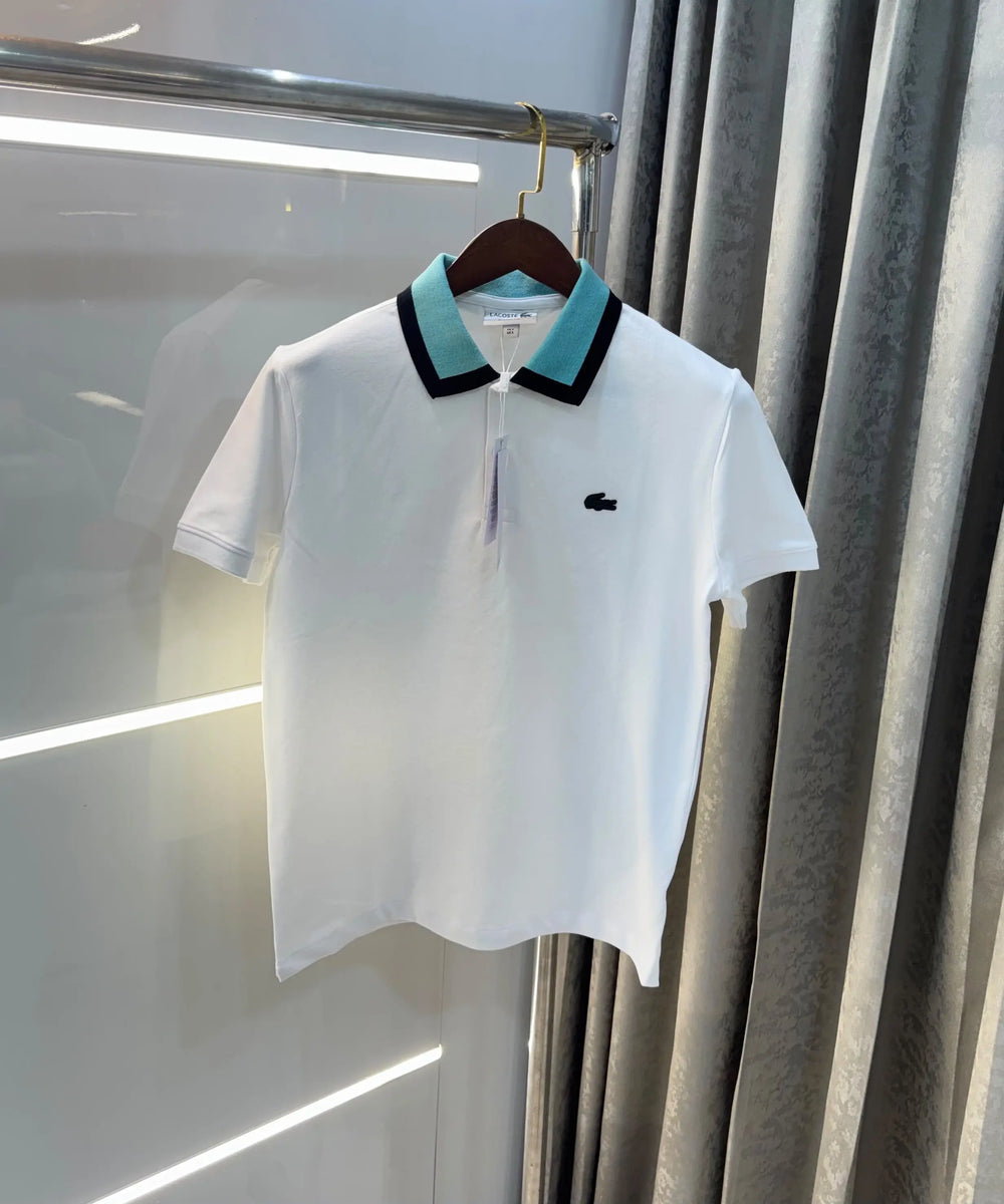 Lacost e White Embroidery Logo Premium Polo T-Shirt