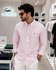 Lacost e Pink Embroidery Logo Premium Oxford Shirt
