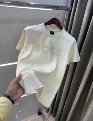 Hugo Bos s Cream Embroidery Logo Premium T-Shirt