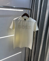 Hugo Bos s Cream Embroidery Logo Premium T-Shirt