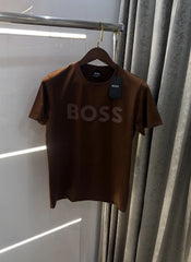 Hugo Bos s Brown Embroidery Logo Premium T-Shirt