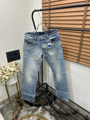 Louis Vuitto_n Back Side Pocket Monogram Embossed Imported Boot Cut Denim Light Blue (DN 643)