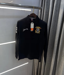 Superdr y Black Logo Work Premium Full Sleeve Polo T-Shirt