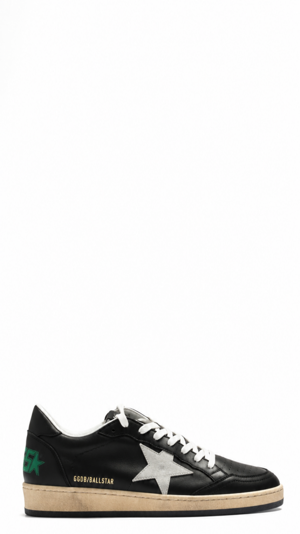 GOLDEN GOOSE  BALL STAR LEATHER UPPER BLACK SUEDE STAR