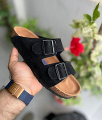 BIRKINSTOCK BIRKO FLOR BLACK SUEDE