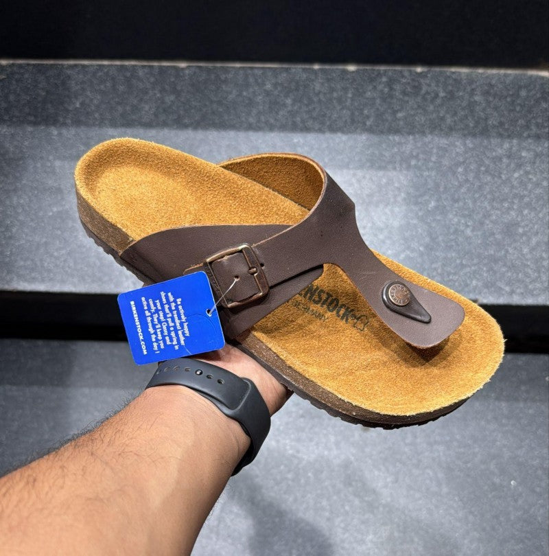 BIRKENSTOCK RAMSIS BROWN LETHER WITH SOLE BRANDING