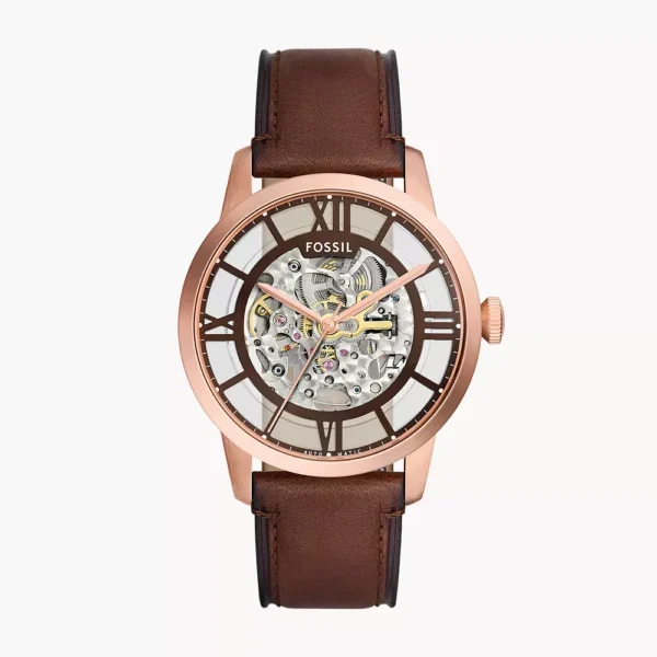 FOSSIL TOWNSMAN AUTOMATIC BROWN LEATHER WATCH
