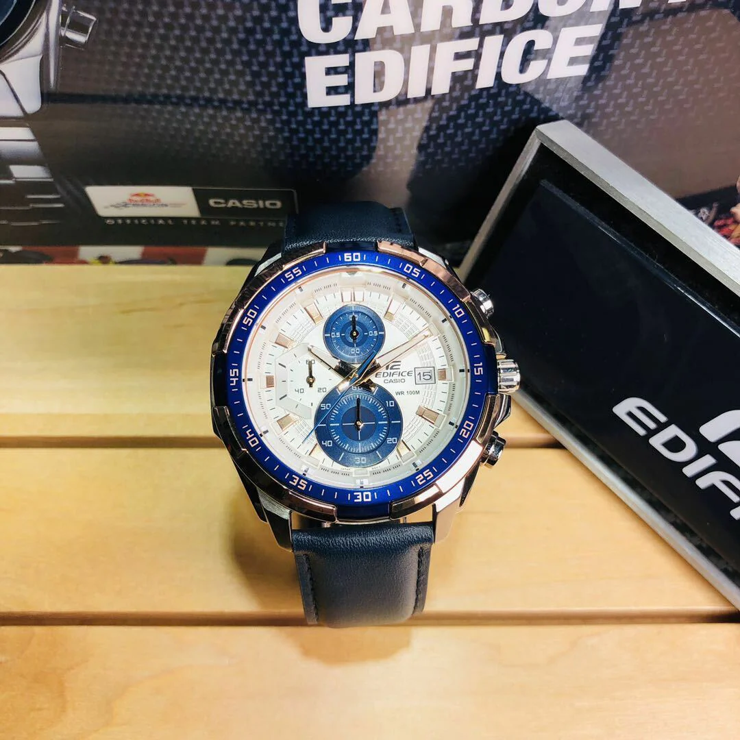 Edifice Blue Leather Watch - Image 3
