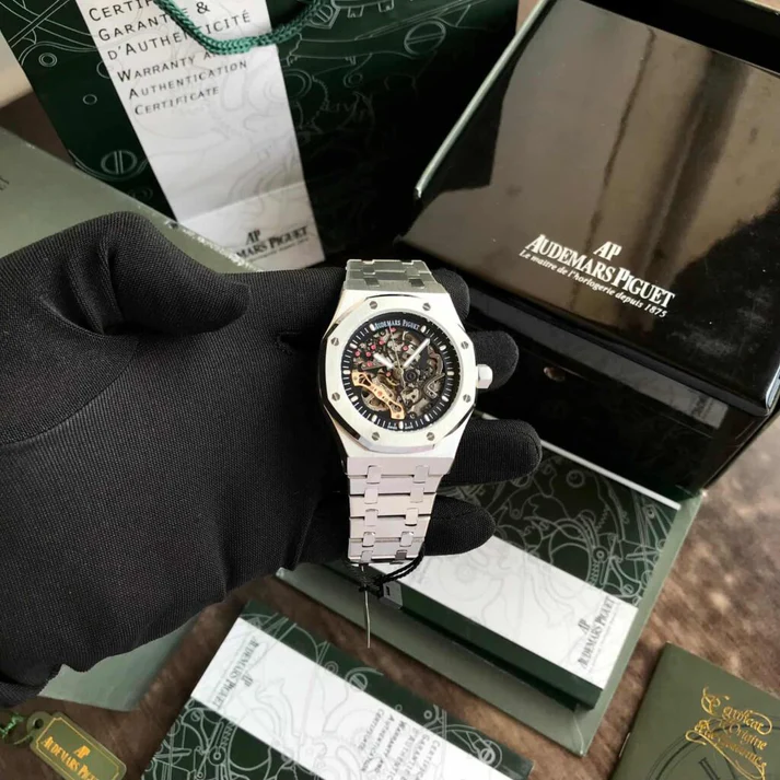 Audemars Piguet Royal Oak Double Balance Wheel Open worked Stainless steel Skeleton Dial Automatic Mens Watch - Image 4