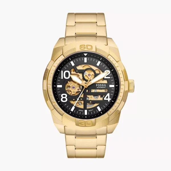 FOSSIL BROWNSMAN AUTOMATIC GOLD TONE STAINLESS STEEL