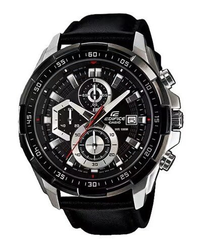 Edifice Black Leather Watch