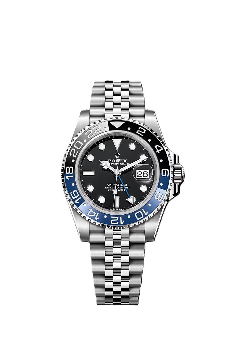 GMT-Master II  blue and black Cerachrom bezel black dial Jubilee bracelet.